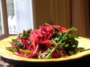 Raw Beet and Kale Salad with a Ginger Vinaigrette